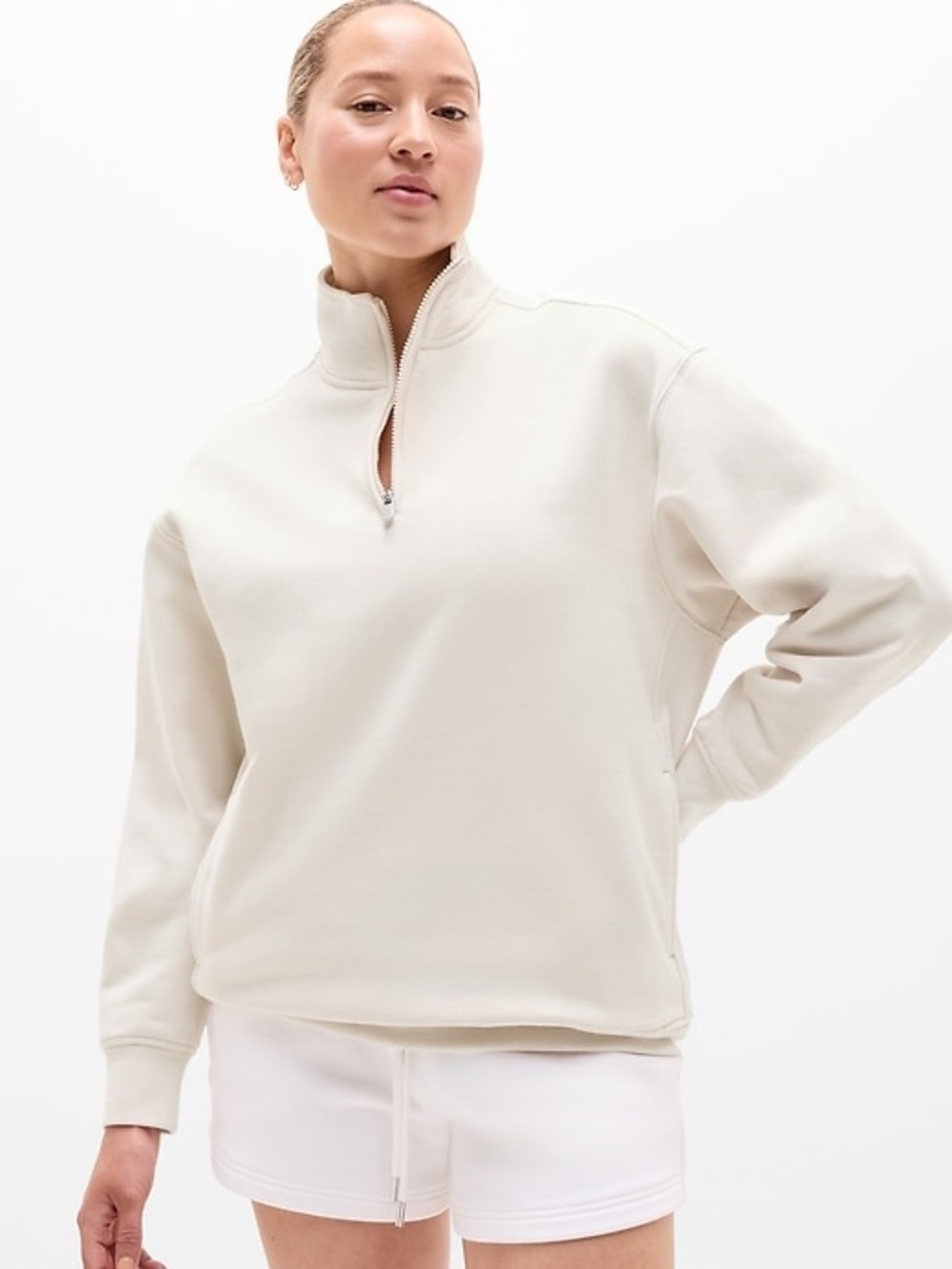ATHLETA | Forever Fleece 1/4 Zip Sweatshirt - White